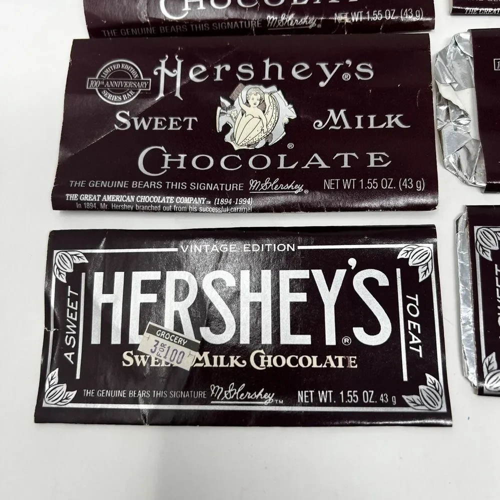 1990s HERSHEY'S Candy Bar Wrapper Lot of 15 Chocolate Hershey, PA vintage Almond